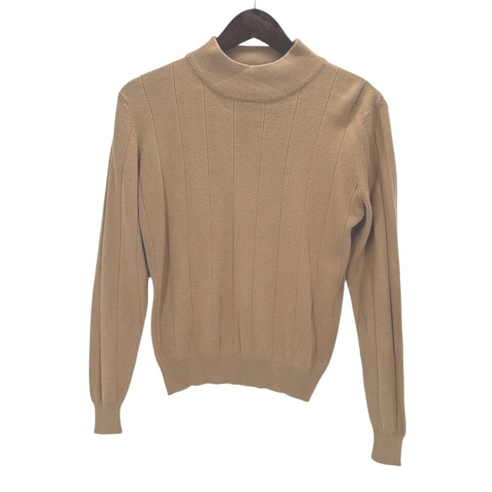 Appleseed's Women's Tan Knit Turtleneck Sweater Size S Cotton Blend Classic
